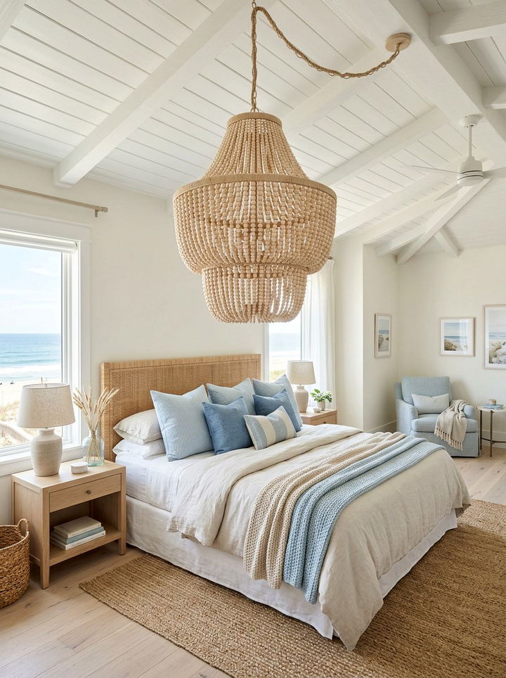 Beaded Wood Tiered Chandelier - 30 bedroom statement piece ideas