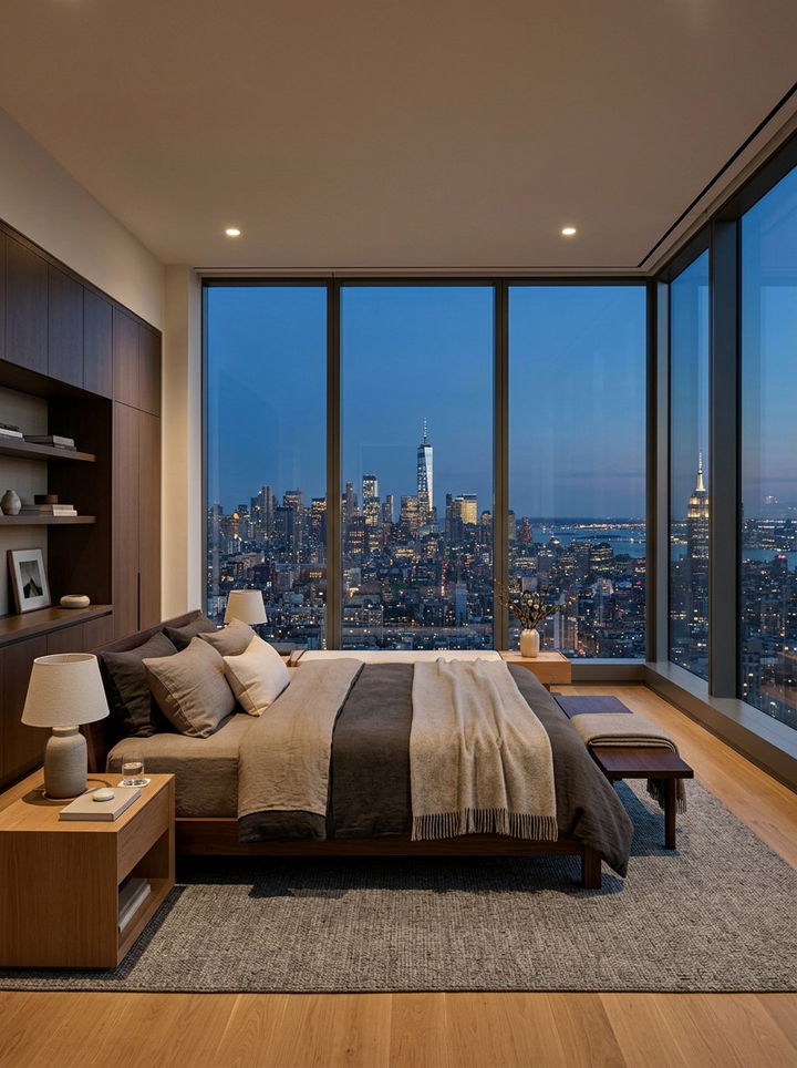 Bed Facing Large Window View - 30 bedroom furniture arrangement