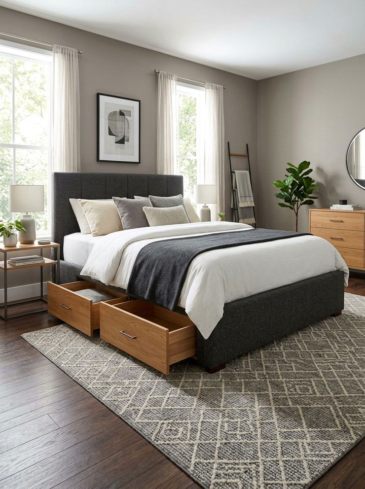 Bed Frame With Drawers - 30 bedroom vertical storage ideas