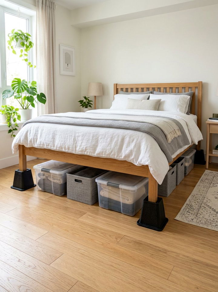 Bed Riser - 30 bedroom hacks