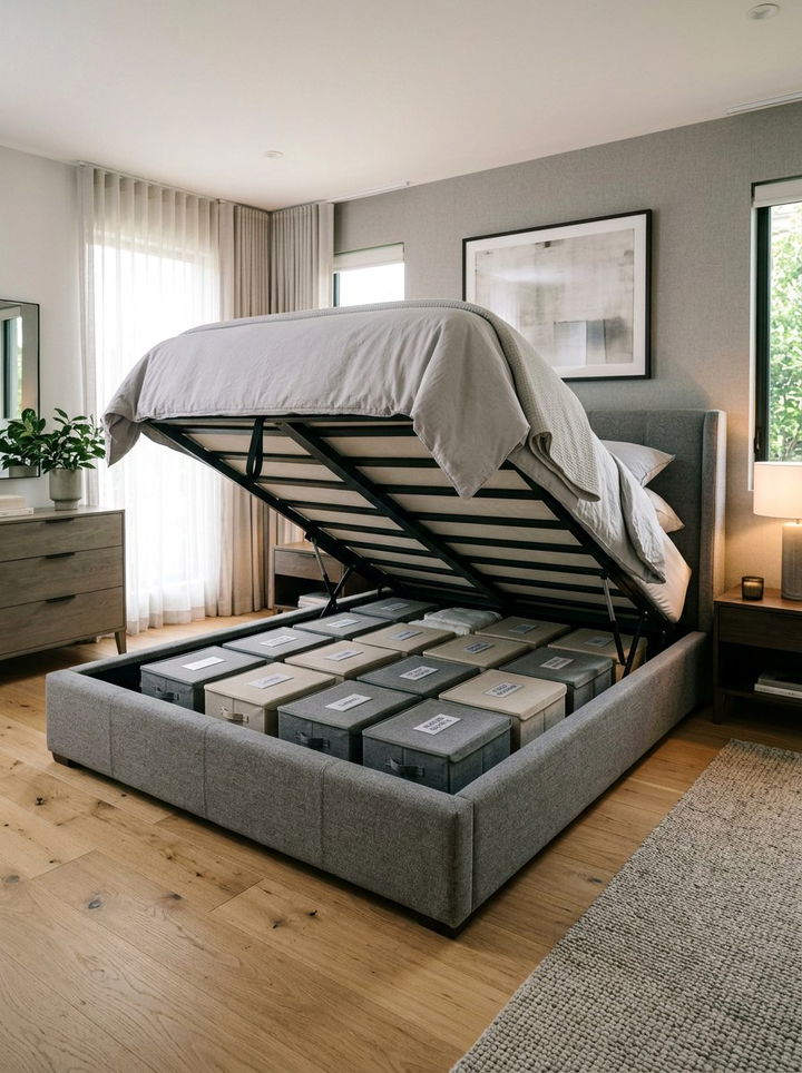 Bed With Hydraulic Lift - 30 small bedroom space storage ideas