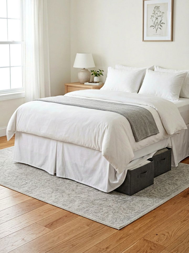 Bed skirt for storage - 30 no drill bedroom ideas