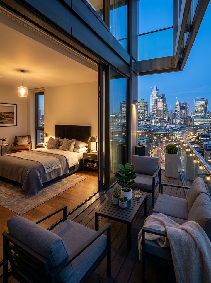 Bedroom Balcony With City View - 30 bedroom with balcony ideas