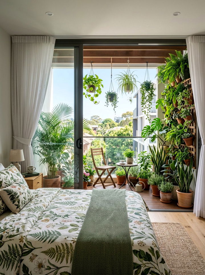 Bedroom Balcony With Plants - 30 bedroom with balcony ideas