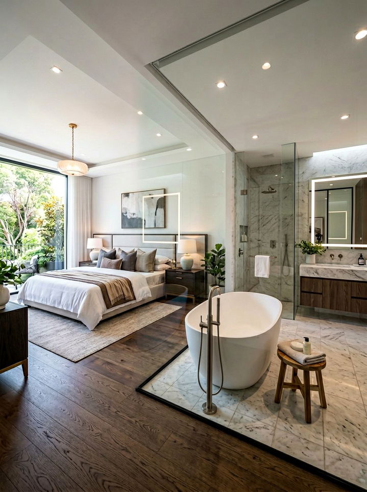 Bedroom Bathroom Open Plan - 30 bedroom space planning ideas