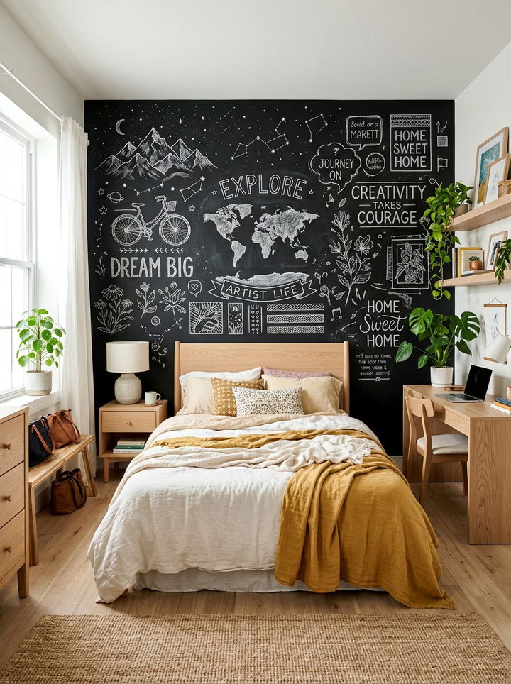 Bedroom Chalkboard Wall - 30 DIY bedroom decor ideas