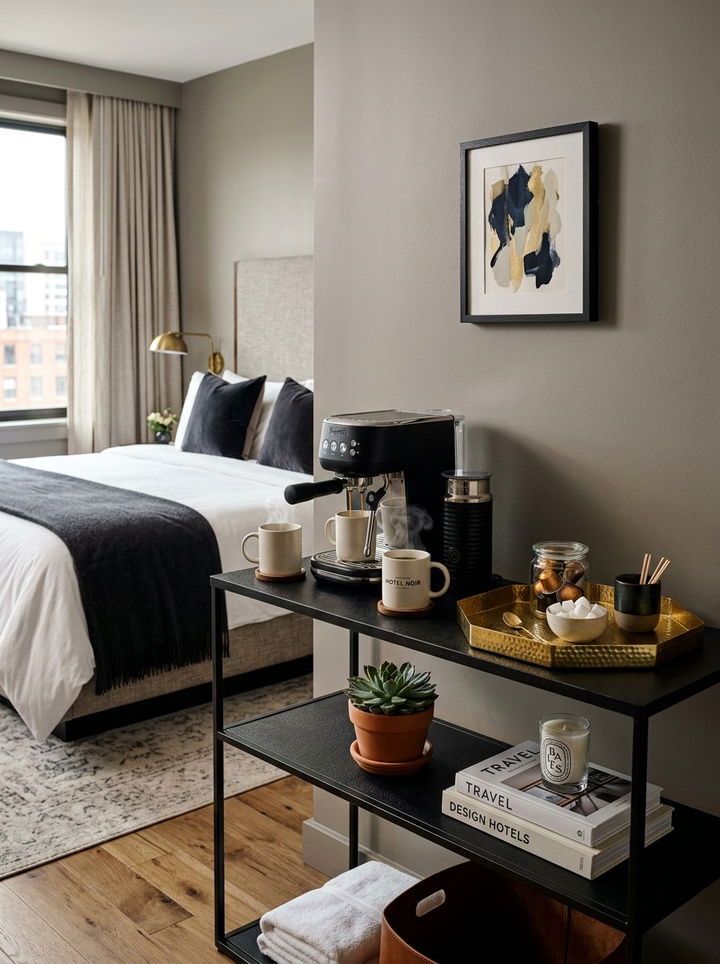 Bedroom Coffee Station - 30 bedroom corner ideas