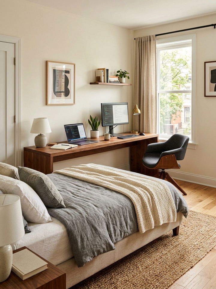 Bedroom Desk Behind Bed - 30 bedroom zoning ideas