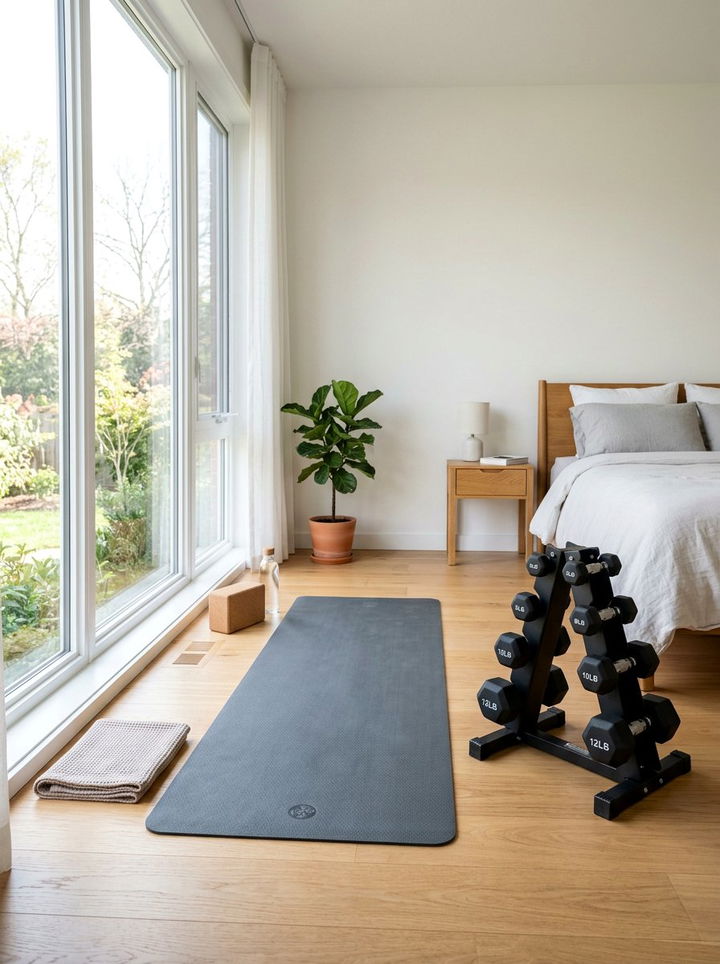 Bedroom Exercise Area Mat - 30 bedroom zoning ideas