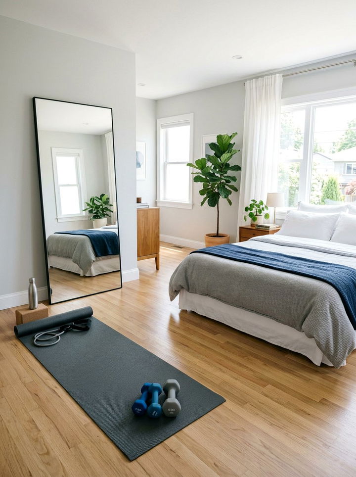 Bedroom Exercise Area - 30 bedroom space planning ideas