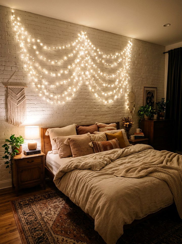 Bedroom Fairy Lights - 30 command strip bedroom ideas