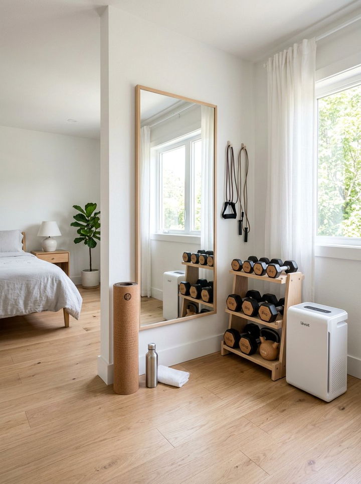 Bedroom Fitness Corner - 30 bedroom dual purpose ideas