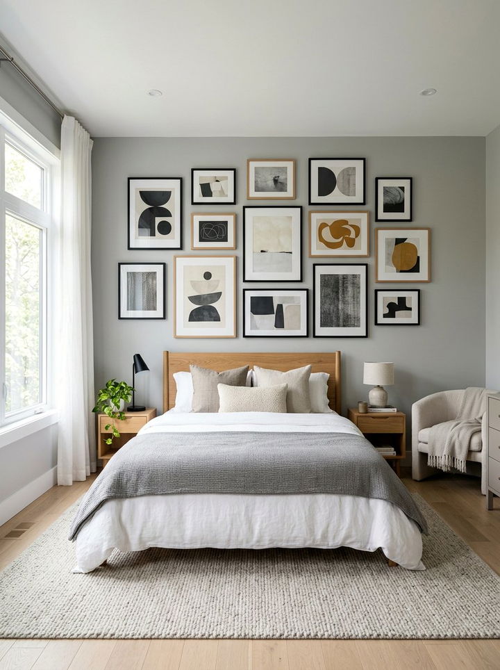 Bedroom Gallery Wall - 30 inexpensive bedroom ideas