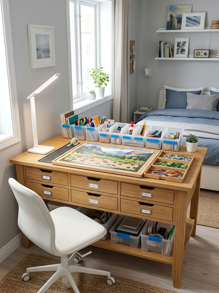 Bedroom Hobby Table - 30 bedroom dual purpose ideas
