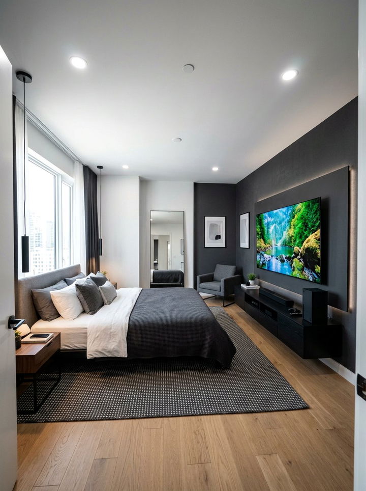 Bedroom Layout With Media Center - 30 bedroom layout ideas