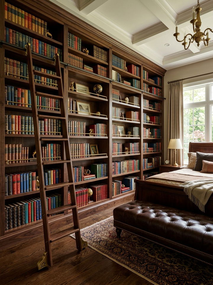 Bedroom Library Wall - 30 bedroom dual purpose ideas