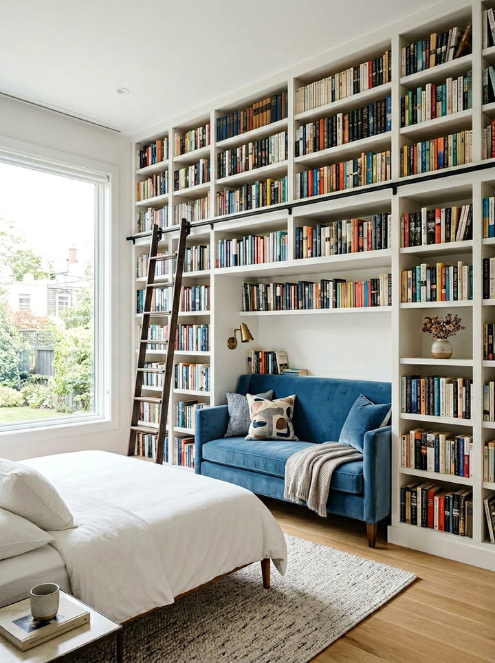 Bedroom Library Wall With Seating - 30 bedroom reading nook ideas