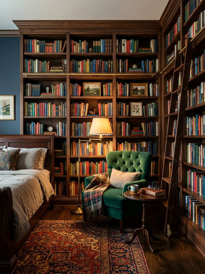 Bedroom Library Wall - 30 bedroom built-in ideas