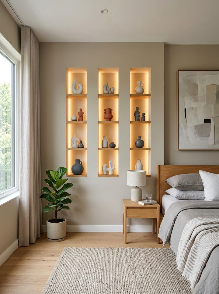Bedroom Niche Shelving - 30 bedroom built-in ideas
