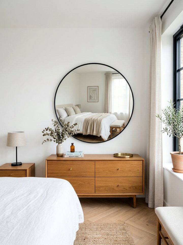 Bedroom Round Mirror - 30 inexpensive bedroom ideas
