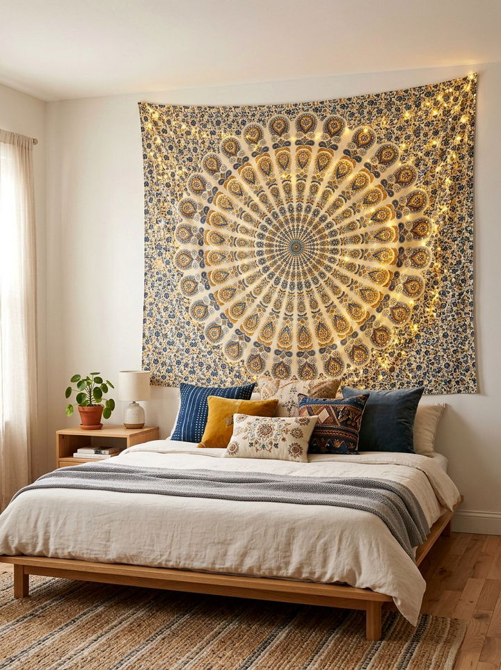 Bedroom Tapestry With Fairy Lights - 30 bedroom fairy lights ideas