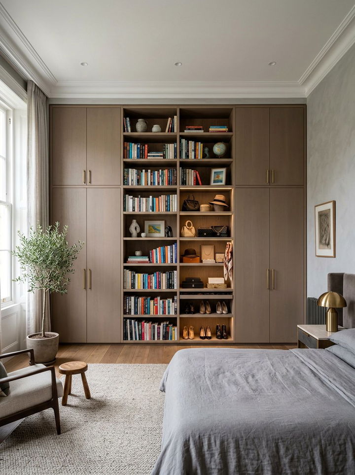 Bedroom Wardrobe With Open Shelving - 30 bedroom bookshelf ideas