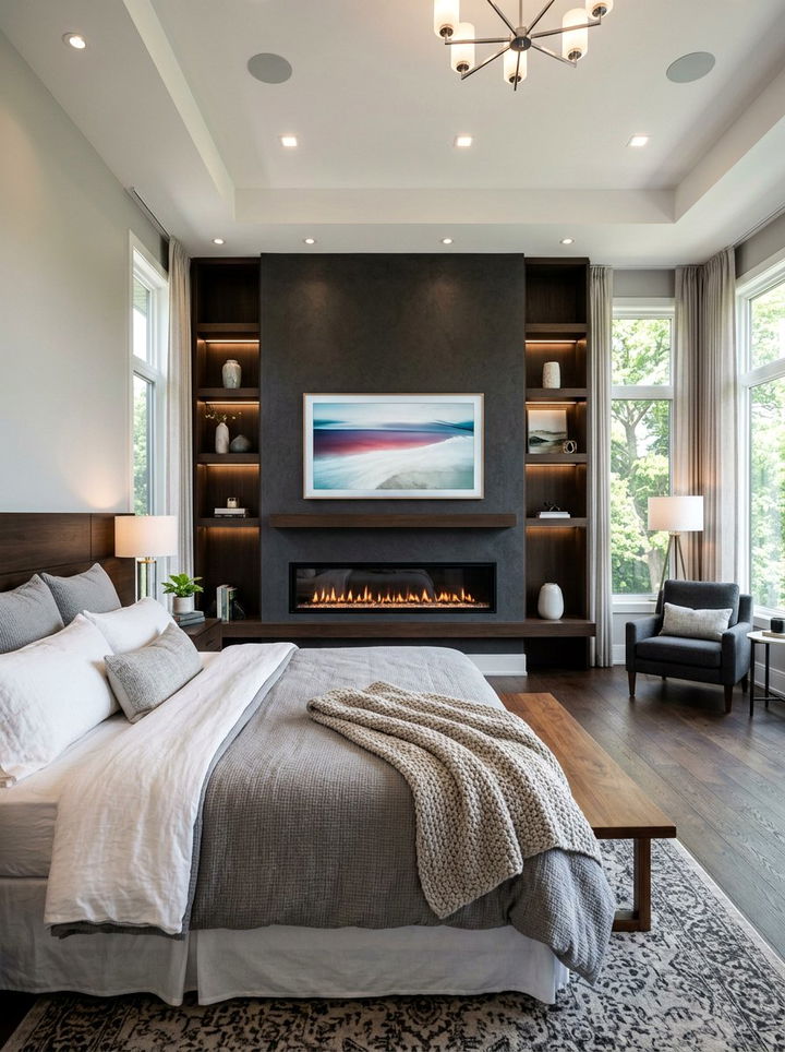 Bedroom With Fireplace Under TV - 30 bedroom with fireplace ideas