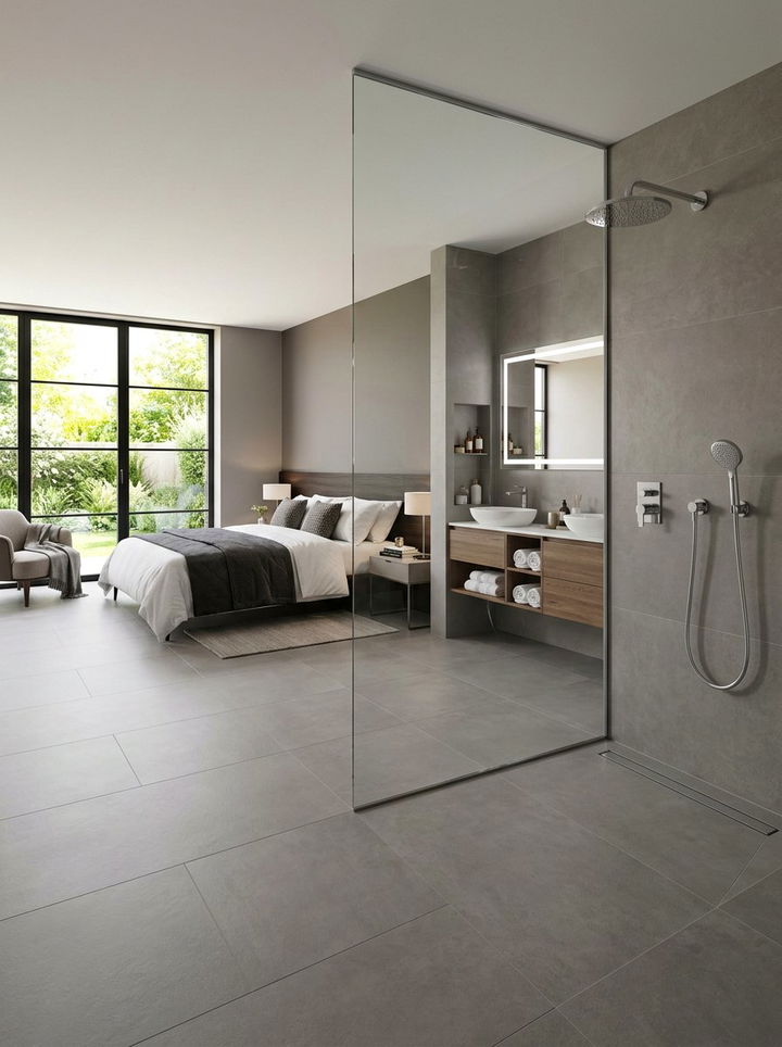 Bedroom With Open Shower - 30 open concept bedroom ideas