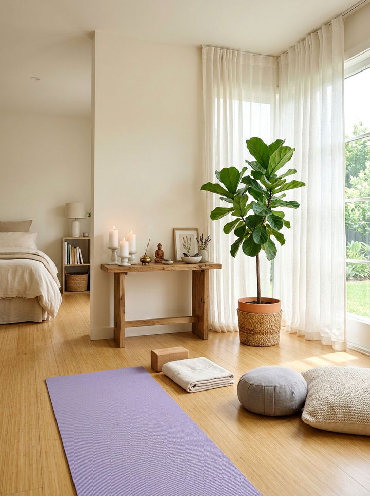 Bedroom Yoga Space - 30 bedroom dual purpose ideas