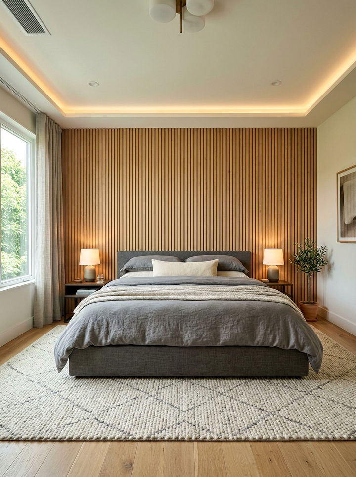 Bedroom accent wall wood slats - 30 new construction bedroom ideas