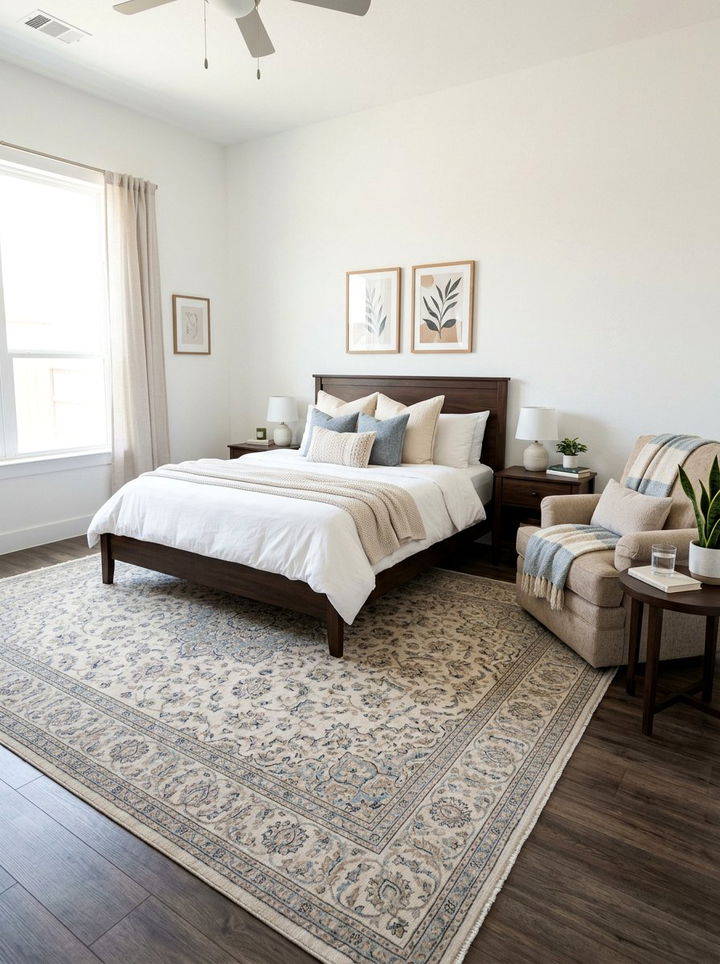 Bedroom area rug - 30 bedroom update ideas
