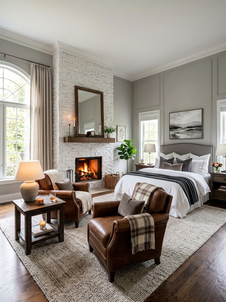 Bedroom fireplace lounge area - 30 bedroom with sitting area ideas