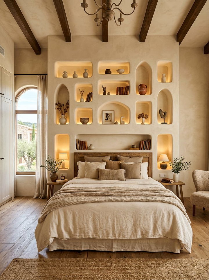 Bedroom recessed wall niches - 30 oddly shaped bedroom ideas