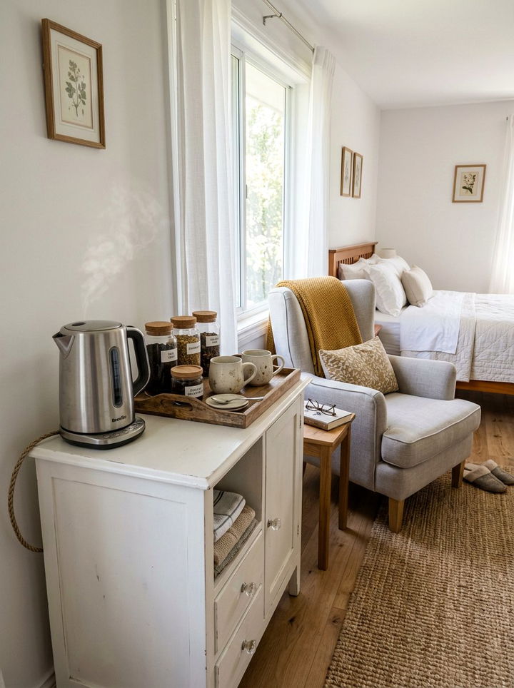 Bedroom tea station - 30 bedroom nook ideas