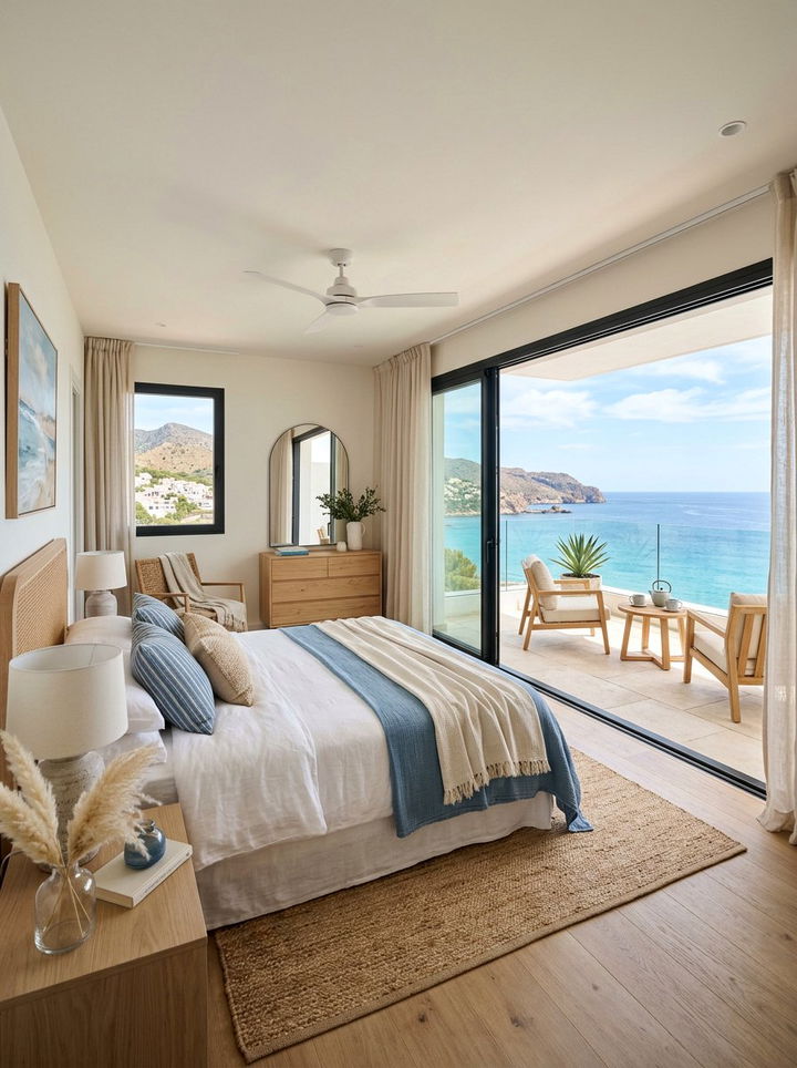 Bedroom with balcony access - 30 L-shaped bedroom ideas