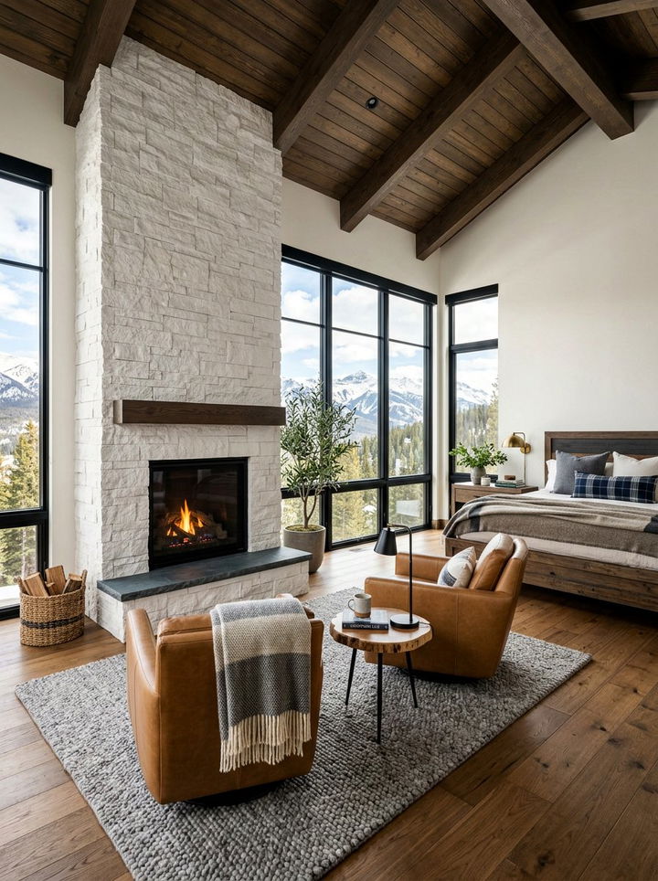 Bedroom with fireplace seating - 30 empty nester bedroom ideas