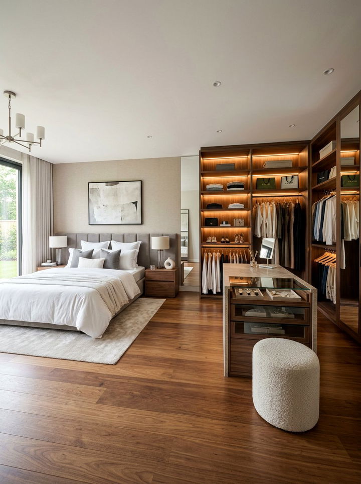 Bedroom with walk in closet - 30 open plan bedroom ideas