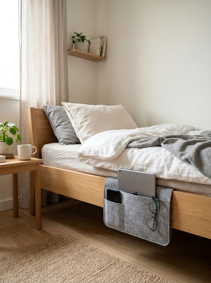 Bedside Caddy - 30 bedroom space saving ideas