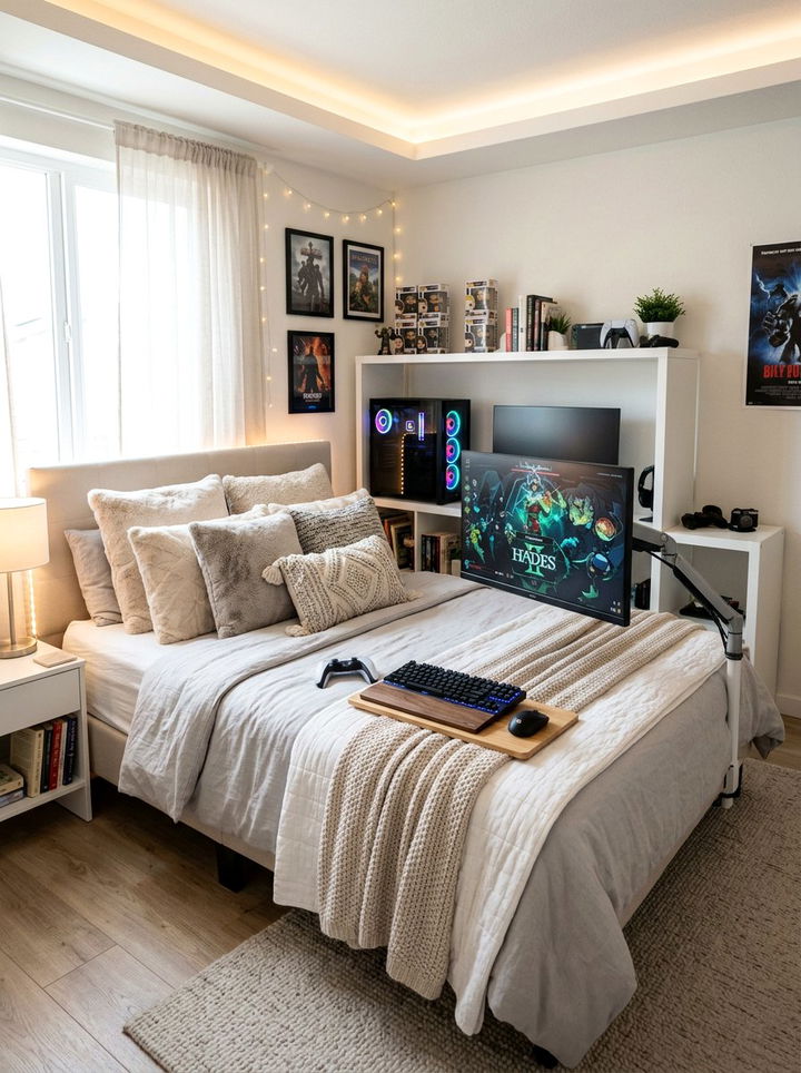 Bedside Gaming Station - 30 gaming bedroom ideas