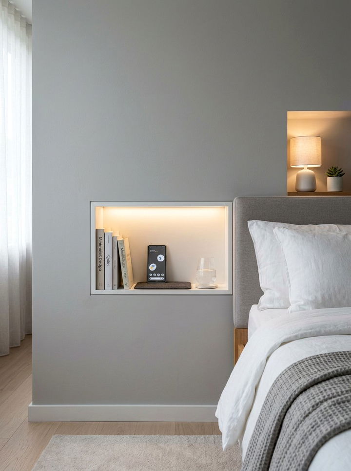 Bedside Recessed Shelf - 30 bedroom wall niches