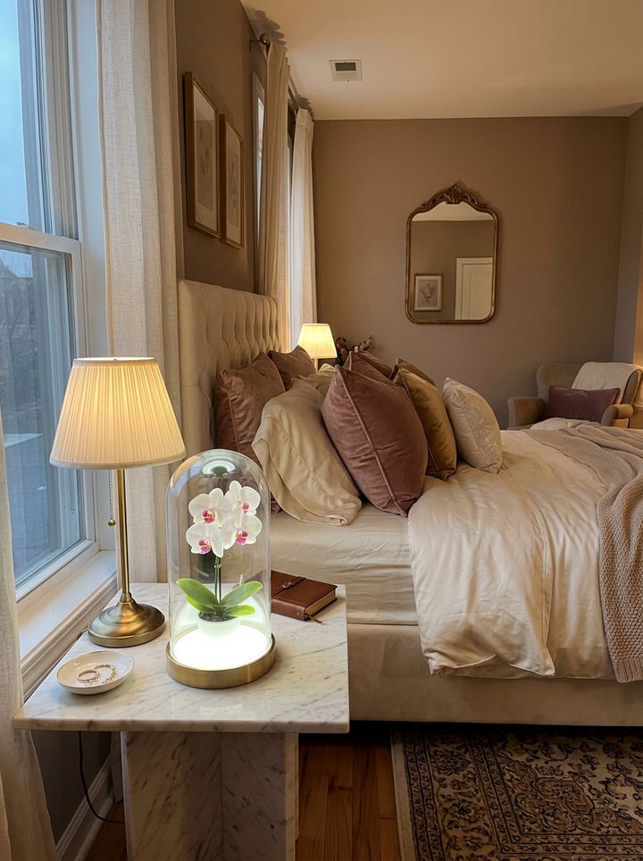 Bedside Table Cloche - 30 bedroom terrariums