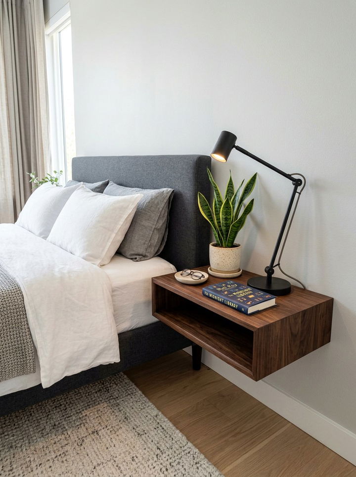 Bedside Table Shelf - 30 bedroom plant shelves