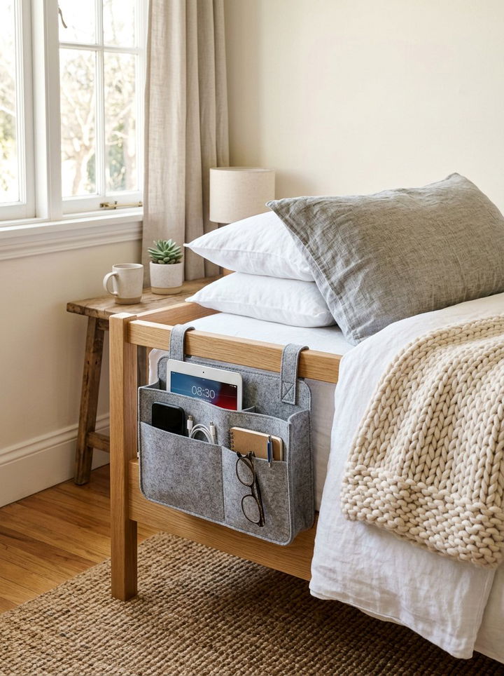 Bedside Tech Storage Caddy - 30 bedroom cable organizers