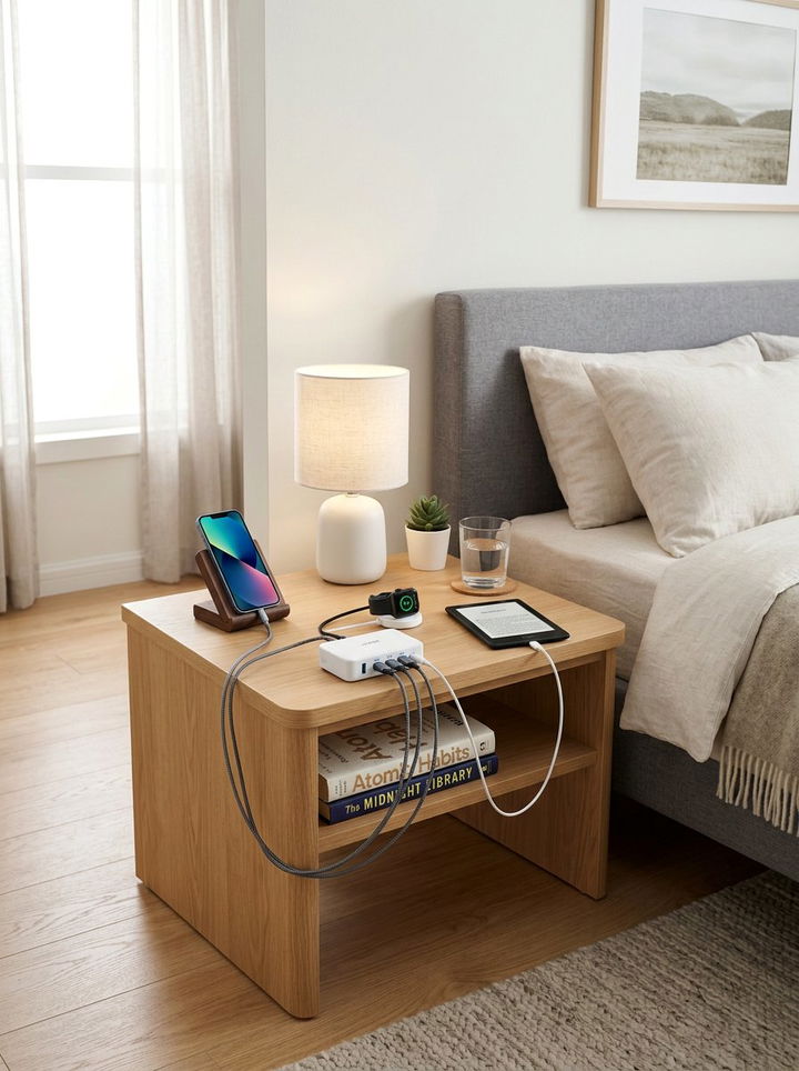 Bedside USB Charging Hub - 30 bedroom cable organizers