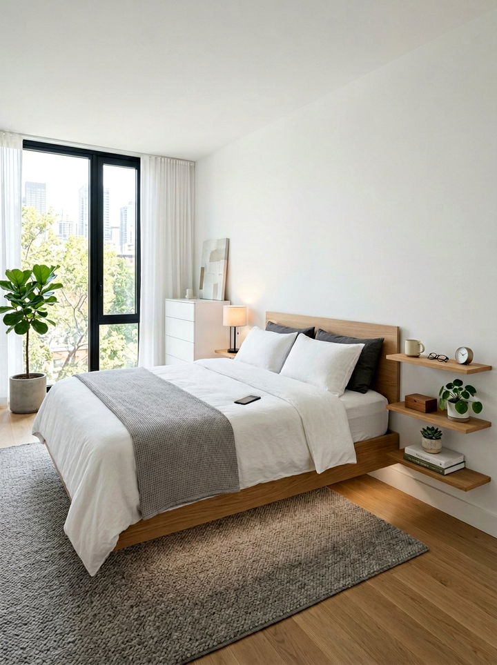 Bedside Wall Shelves - 30 bedroom shelving ideas