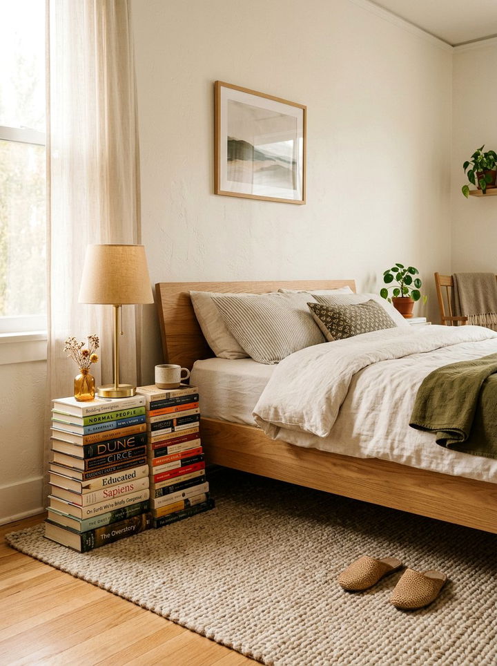 Bedside book stack - 30 bedroom book displays