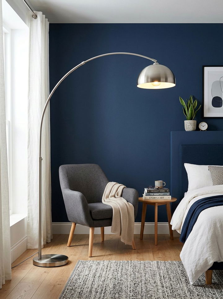 Bedside floor lamp - 30 renter bedroom ideas