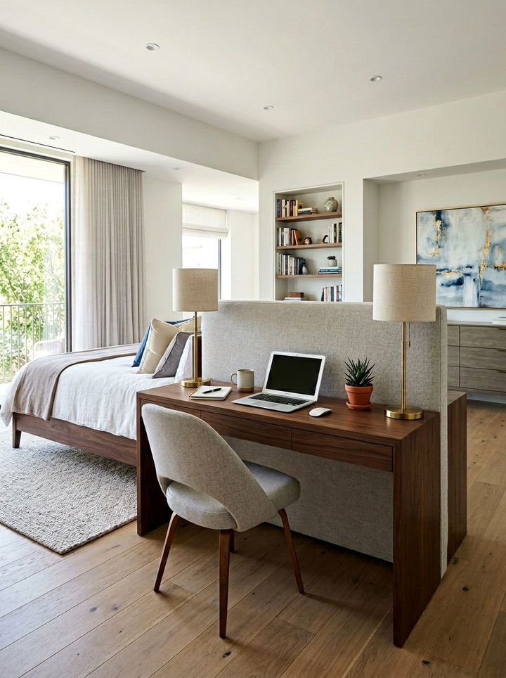 Behind The Bed Desk - 30 bedroom workspace ideas