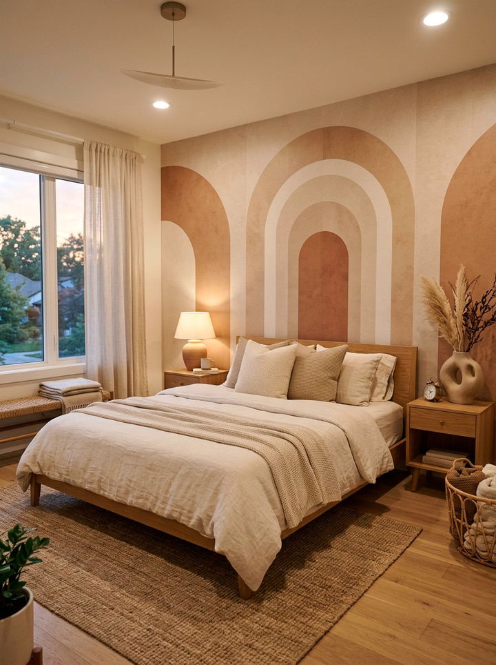 Beige Arch Mural Wallpaper - 30 bedroom minimalist wallpapers