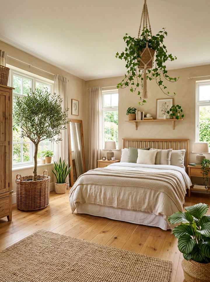 Beige Bedroom Greenery - 30 beige bedroom decor ideas